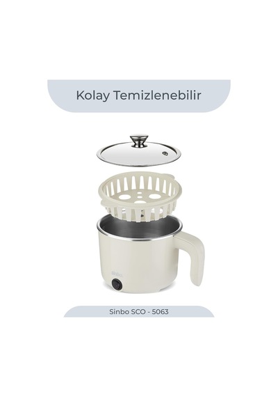 Ayrex Sinbo Sco-5063 Çok Fonksiyonlu Buharlı Pişirici 800 Ml Kapasite, Paslanmaz Gizli Rezistans, Temperli Cam Ka
