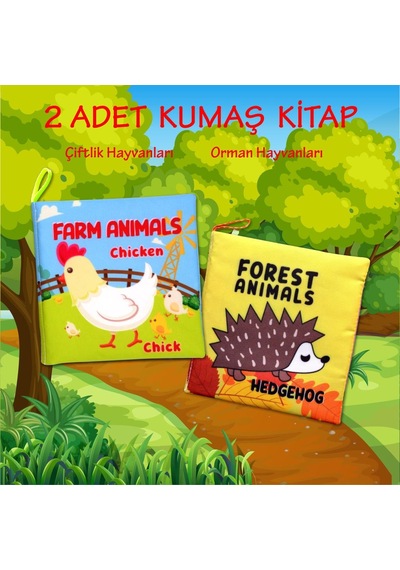 2 Kitap Tox Ingilizce Çiftlik Hayvanları ve Orman Hayvanları Kumaş