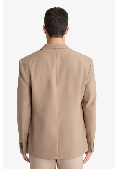 Defacto Slim Fit Dar Kesim Twill Düğmeli Blazer Ceket F7232ax25aubg404 Bej