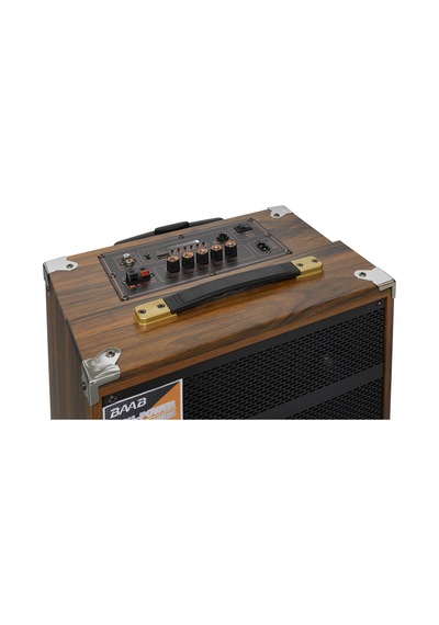 Baab Bq12 Bluetooth Hoparlör Fm Radyo 12 İnç Usb Tf Aux Çift Mikrofonlu Kumandalı - Ahşap