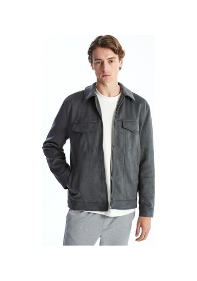 Lcw Vision Yeşil Slim Fit Gömlek Yaka Süet Erkek Ceket