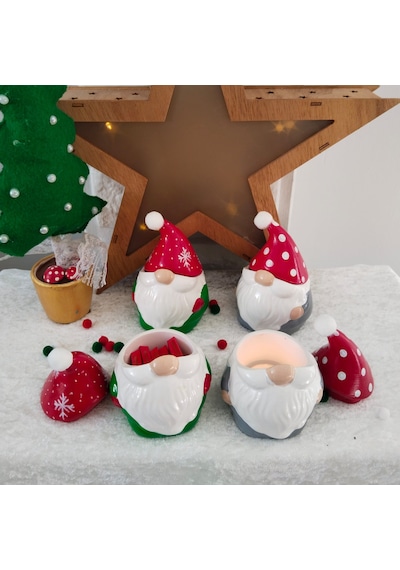1 Adet Seçenekli Yılbaşı Kapakı Noelbaba Mumluk Dekor