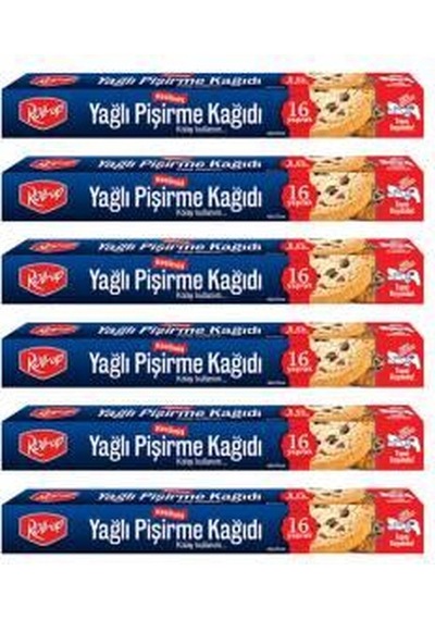 6 Adet 16'Lı Roll-Up Kesilmiş Yağlı Pişirme Kağıdı