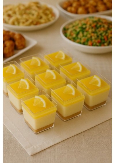 10 Lu Kare Plastik Tatlı Sunum Bardakları Şık Ve Hazır İkramlık Set 220 Ml