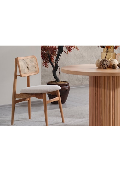 Odesa İskandinav Natural Ahşap Masa Sandalye Takımı 90x90 Natural