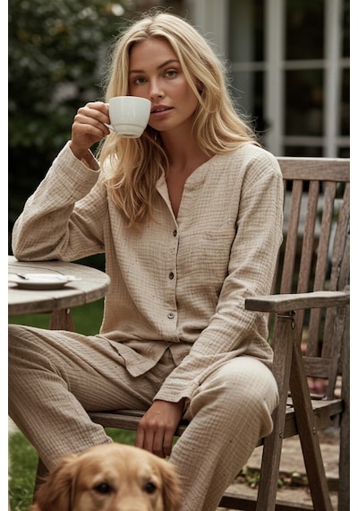 Combattente Exclusive Products Organik Müslin 2'li Takım - Kadın Pijama - Gömlek Takım- Naturel Doğal-oeko Tex Sertifikalı Kumaş Ekru Combattente Exclusive Products Organik Müslin 2'li Takım - Kadın Pijama - Gömlek Takım- Naturel Doğal-oeko Tex Sertifikalı Kumaş Ekru