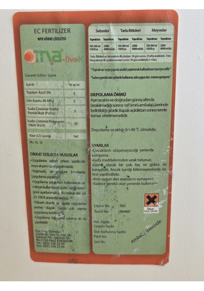 Trıa Fıve-k 5-5-20 Npk Sıvı Gübre