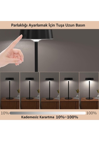Dubai Solar Şarjlı Masa Lambası Dimmerli Cata Dekoratif Abajur Dokunmatik Yemek Masası Cafe Lambası Üç Işık Mod Diğer