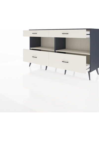 Hyperion Konsol 2 Raflı 4 Çekmeceli 176x44x99 Antrasit-aytaşı Antrasit-aytaşı