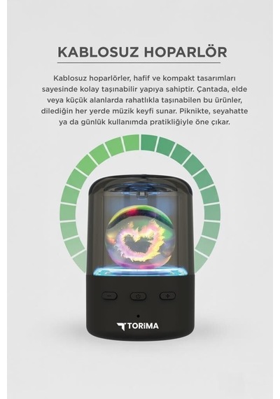 Premium Parti Aleti Küçük Boyutlu Bluetooth Hoparlör Rgb Işıklı D73 Siyah