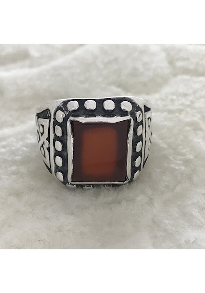 Kahverengi Akik Taşlı 925 Ayar Gümüş Erkek Yüzük Kahverengi Akik Taşlı 925 Ayar Gümüş Erkek Yüzük