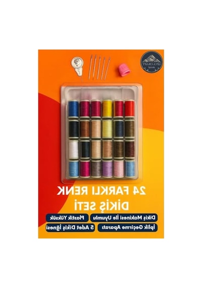 24 Renkli Dikiş Seti - Iğne, Yüksük Ve İplik Geçirici İle Tam Set