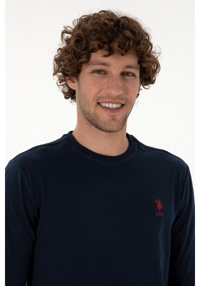 U.S. Polo Assn. Erkek Slim Fit Bisiklet Yaka Lacivert Basic Sweatshirt 50307762-VR033 U.S. Polo Assn. Erkek Slim Fit Bisiklet Yaka Lacivert Basic Sweatshirt 50307762-VR033
