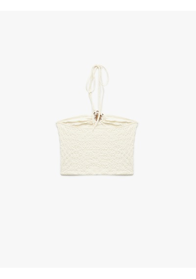 Koton Koton X Şahika Ercümen - Bürümcük Kumaş Aksesuar Detaylı Halter Yaka Crop Bluz Ekru 5sak10674ek Koton Koton X Şahika Ercümen - Bürümcük Kumaş Aksesuar Detaylı Halter Yaka Crop Bluz Ekru 5sak10674ek