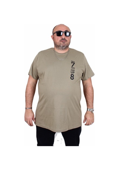 Moc Grande Mocgrande Erkek Büyük Beden Sıfır Yaka Tişört Stand Up 25158 Hakı Haki