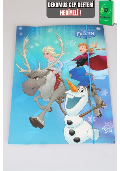 X Dekomus Lisanslı Frozen Elsa Tekli Lastikli Resim Dosyası "dekomus Cep Defteri Hediyeli" Altın