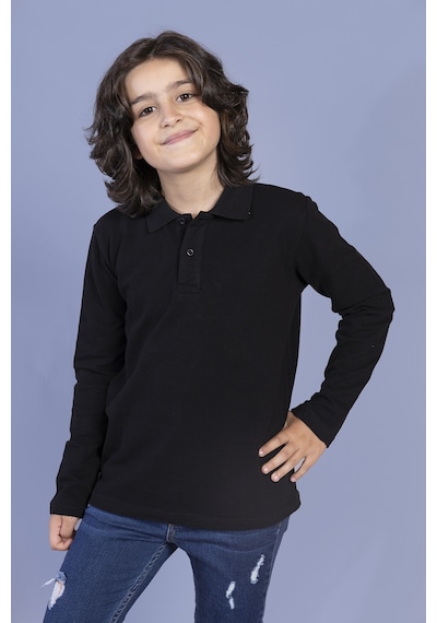 Toontoy Kids Toontoy Unisex Çocuk Polo Yaka Tişört Siyah