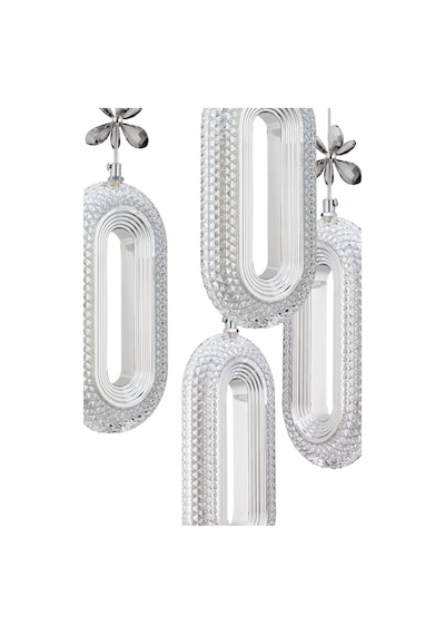 LumiaLighting Eclipse Model 4'lü Gümüş Kumandalı 3 Renk Modu Ledli Kristal Taşlı Modern Salon Mutfak Oturma Odası Led Avize