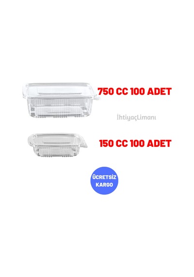 Plastik Sızdırmaz Kap 750Cc+150Cc 100'Er Adet Kullan At Kap