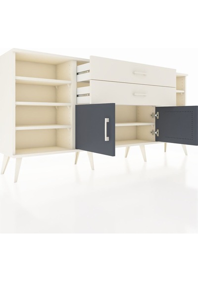 Arges Konsol 7 Raflı 2 Çekmeceli 2 Kapaklı 176x30x83 Aytaşı-antrasit/aytaşı Antrasit/aytaşı