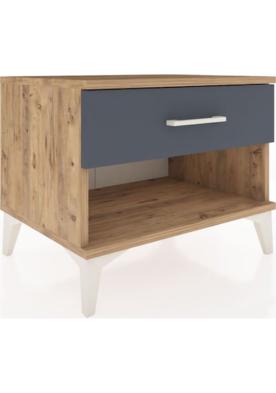 Hyperion Komodin Tek Çekmeceli 60x44x48 Çam-antrasit Atlas Çam