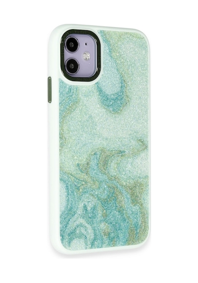 Newface - 819 - iPhone Uyumlu 12 Kılıf Moda Simli Kapak - Aconcept - - Yeşil
