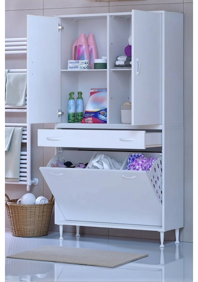 Eliusta Pine 100 Cm Genişlikte Dolap 100x171x32,5 Cm Banyo/mutfak Dolabı İki Kapaklı Sepetli Dolap Beyaz Eliusta Pine 100 Cm Genişlikte Dolap 100x171x32,5 Cm Banyo/mutfak Dolabı İki Kapaklı Sepetli Dolap Beyaz