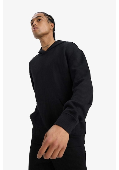 Defacto Boxy Fit Kapüşonlu Jakarlı Sweatshirt E9308ax25aubk81 Siyah