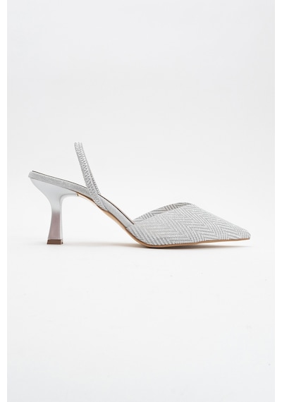 Luvishoes Luvi Shoes Renos Gümüş Kum Sim Sivri Burun Kadın Topuklu Abiye Ayakkabı Gümüş