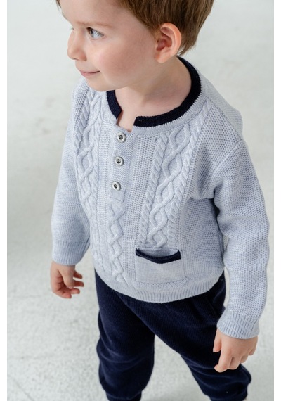 Babyhola Erkek Bebek Triko Kazak Pantolon Takım 23124 Mavi