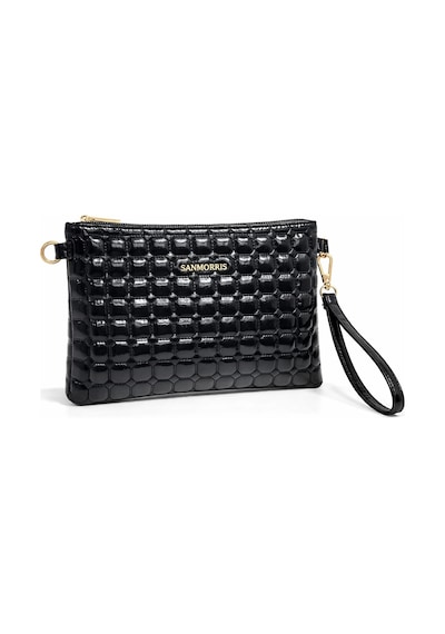 Sanmorris Kadın Suni Deri Ayarlanabilir Çapraz Ve El Askılı Portföy, Clutch Çanta S-1424 Siyah - Siyah