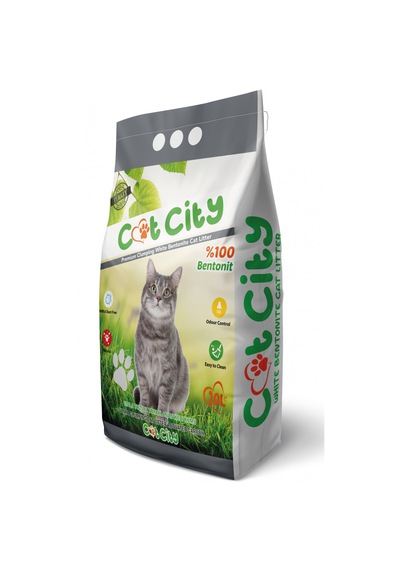 Cat City Doğal Aktif Karbonlu Topaklaşan Bentonit Kedi Kumu 10 L