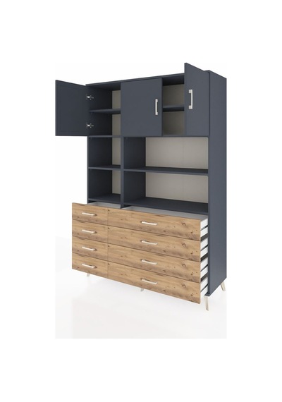 Hyperion Dolap 8 Raflı 8 Çekmeceli 3 Kapaklı 132x44x195 Antrasit-antrasit/çam Antrasıt/atlas Çam - Antrasıt Hyperion Dolap 8 Raflı 8 Çekmeceli 3 Kapaklı 132x44x195 Antrasit-antrasit/çam Antrasıt/atlas Çam - Antrasıt