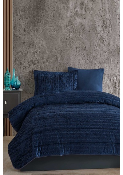 Elart Velvet Kadife Comfort Set Modern Uyku Seti Tek Kişilik Lacivert 2 Parça