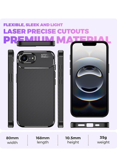 Apple iPhone 17e Uyumlu Kılıf Karbon Tasarım Kamera Korumalı Silikon Telefon Kılıfı Kapak Siyah