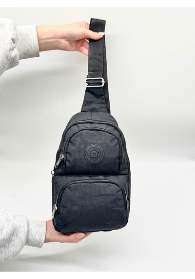 Su Geçirmez Kumaş Siyah Unisex Body Bag Çapraz Omuz Çantası Siyah