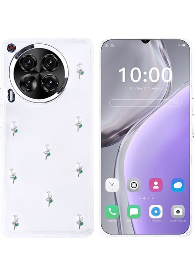 Zore Tecno Camon 30 5g Kılıf Airbag Tasarımlı Simli Şeffaf Kutup Kapak - Lale Şeffaf