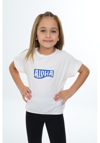 Toontoy Kids Toontoy Kız Çocuk Aloha Baskılı Tişört Ekru