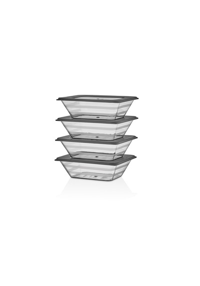 4'lü Mini Prizma Saklama Kabı Erzak Kabı Dolapiçi Organizer 4x300 Ml Çok Renkli