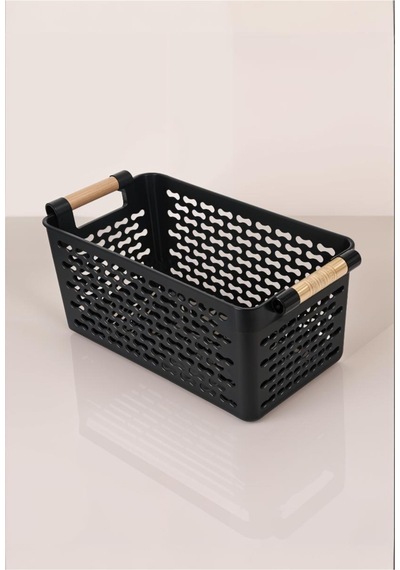 Çok Amaçlı Şık Organizer Plastik Sepet, Buzdolabı Ve Banyo Organizer, 5lt, 27x15x12cm, Siyah