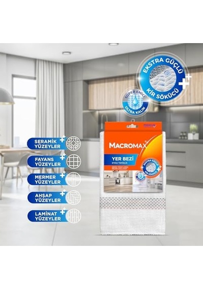 Yer Bezi, Ekstra Güçlü Kir Sökücü, Geniş Yüzeyler İçin Yüksek Emici Paspas Bezi 0