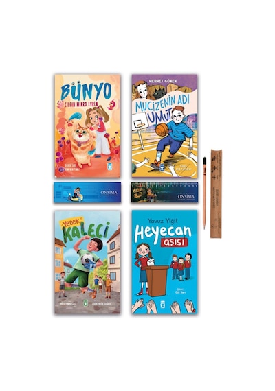 Timaş Çocuk Bünyo - Mucizenin Adı Umut - Yedek Kaleci - Heyecan Aşısı - 2. 3. Sınıf Hikaye Seti 4 Kitap