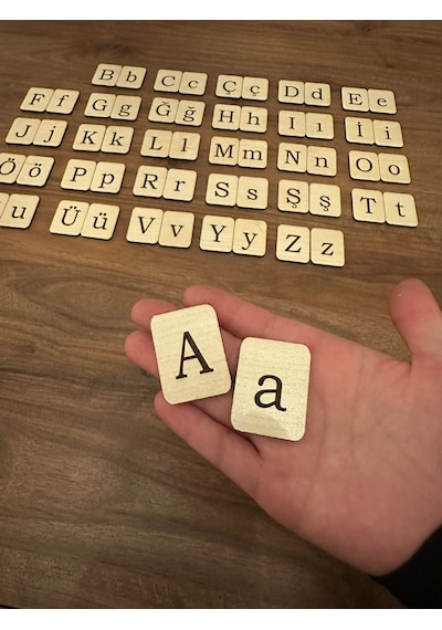 Montessori Ahşap Kart Harfleri