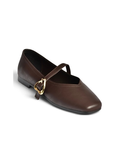 Fox Shoes Y726632609 Kahverengi Kalp Toka Detaylı Kadın Babet