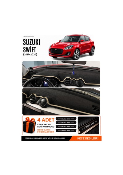 Suzukı Swift 2017-2020 Uyumlu Torpido Koruma, Torpido Örtüsü, Torpido Kılıfı - Siyah Bej