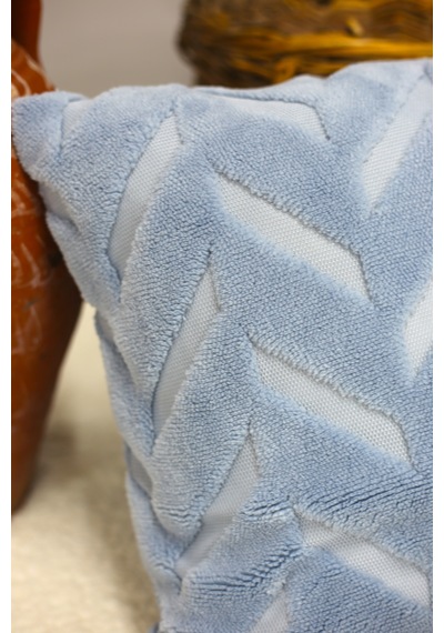 Chevron Welsoft Jakarlı Dekoratif Kırlent Kılıfı 43x43 Cm - Ztchevron Mavi