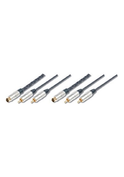 Digitus Ak-av 541 1.5 Mt 4 Pin S Vhs To 2xrca Erkek-erkek Ferrite Filtreli Yükek Kapasiteli Kablo