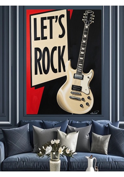 Ahşap Tablo Rock N Roll Gitar Müziği İstanbul Tabloları