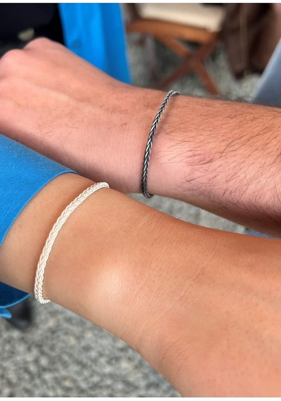 Kazzaze Gümüş Kazaziye Tilki Kuyruğu Örgü Bileklik