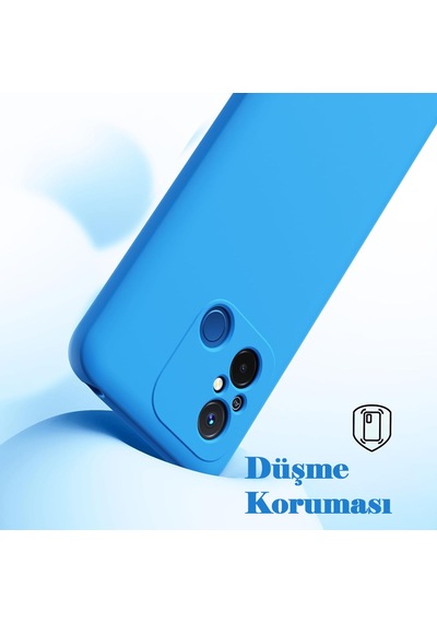 Xiaomi Redmi 12c Kılıf Kamera Korumalı Lansman Silikon Kapak Mavi